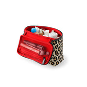 KUSSHI Neoprene Small Train Case -Leopard with Red Interior