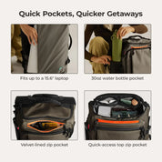 Bagsmart Blast 43L Rolling Backpack - Cedar