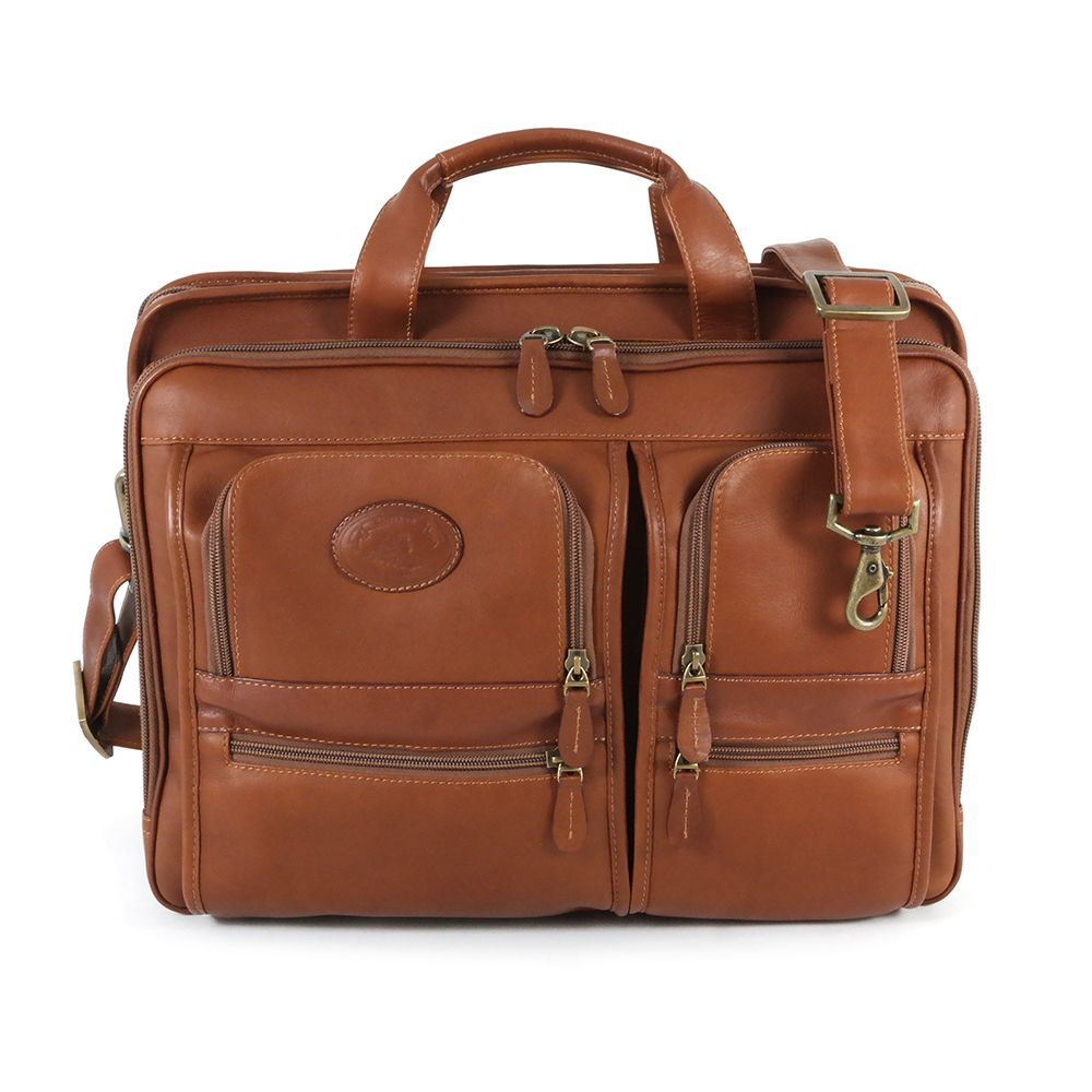 New Santa Fe Deluxe Multi-Pocket Briefcase- Tan - Irv’s Luggage